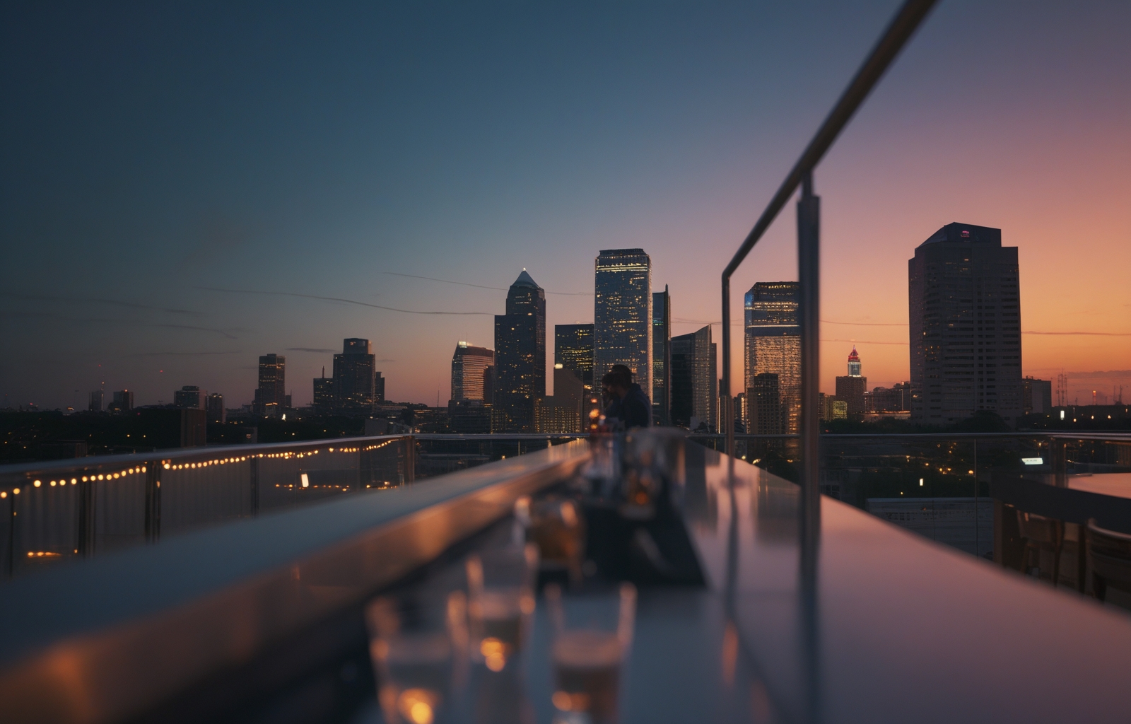 Houston downtown skyline at dusk