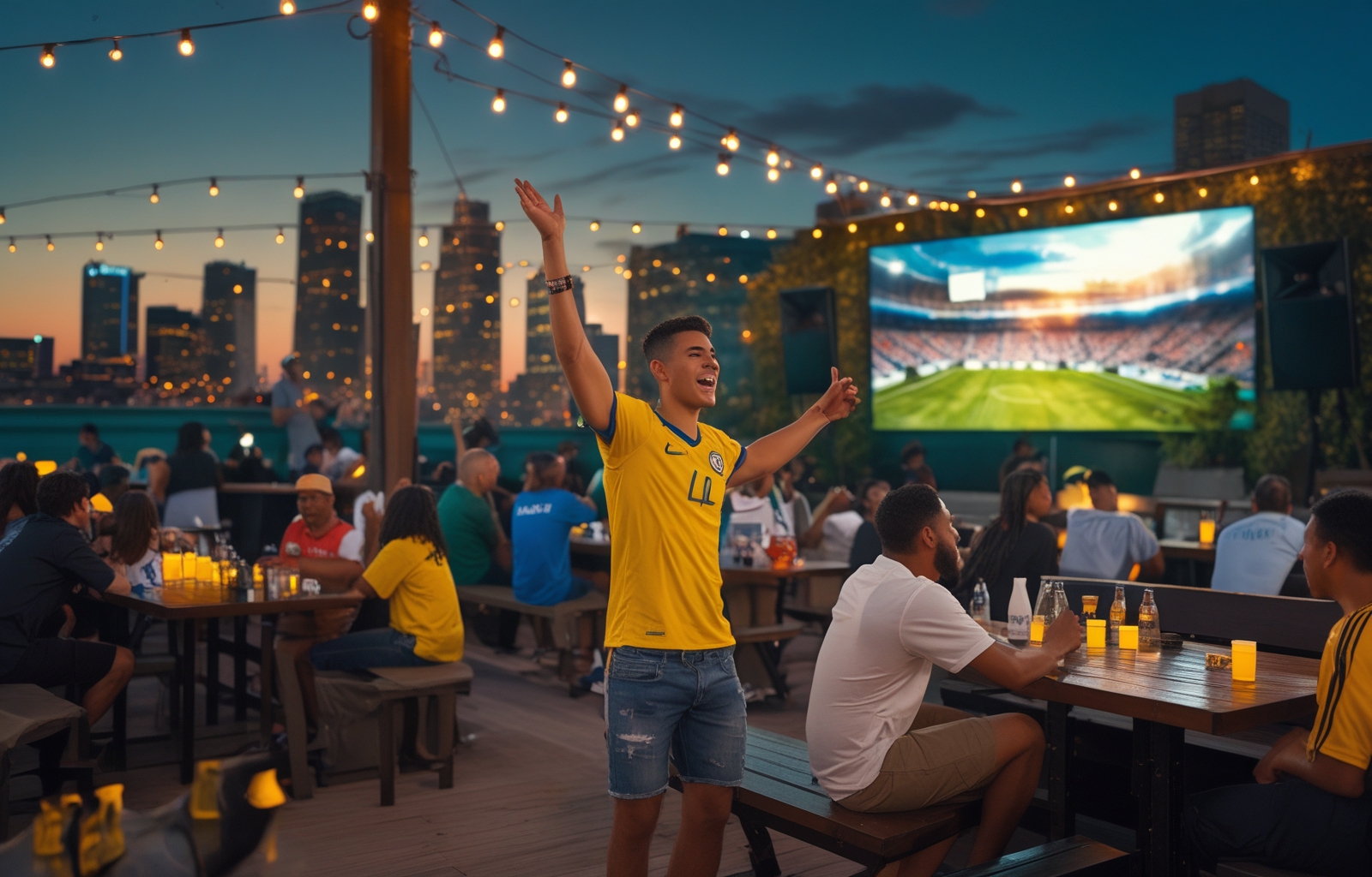 Rooftop watch party in Houston during the World Cup 2026